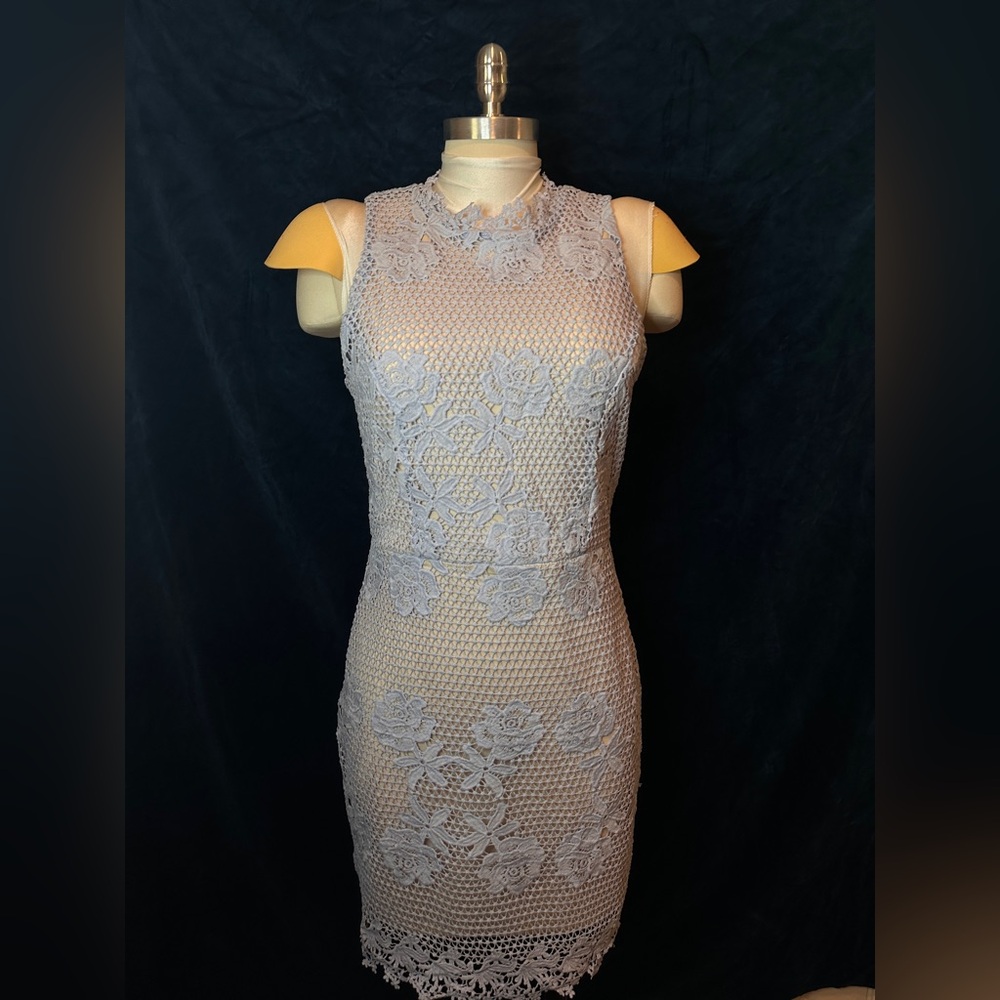 Light Blue Lace Halter Dress